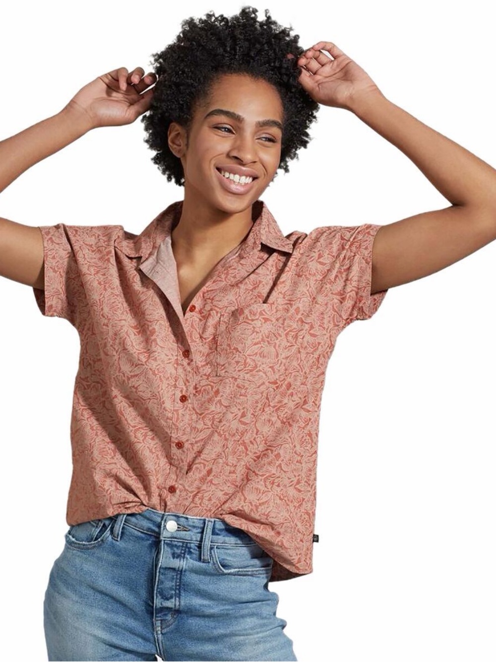 United By Blue Short-Sleeve Button-Down Shirt — Rosewood Floral